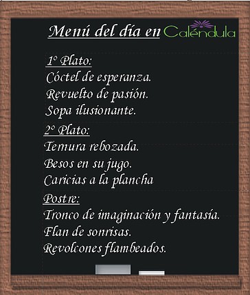 tabla del menu del dia tabla del menu del dia