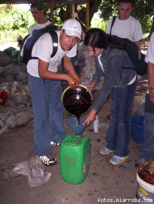 Llenado de caneca de 20 lit con EM