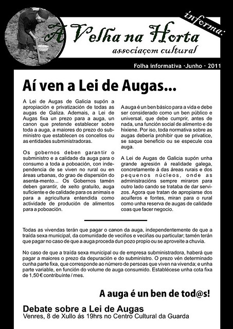 Cartaz informativo Lei de augas