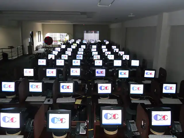 SEA OF CALL CENTER MONITORS