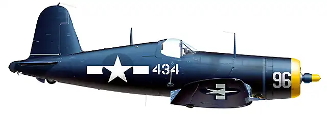 154. F4U-1C Corsair BuNo.82434 No.434 flown by Lt CL Vassey of VMF-441, Okinawa, April 1945