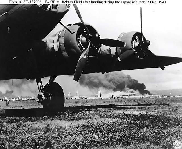 Archive-US-Navy-photos-showing-the-attack-on-Pearl-Harbor-B-17-Fortress-Hickam-Field-Hawaii-7th-Dec-1941-01