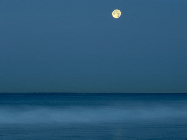 26032 Full moon over calm ocean