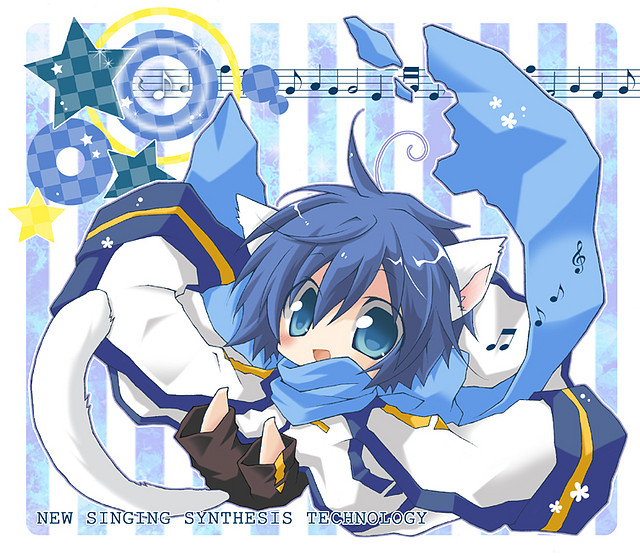 40239 - cat_ears chibi falling kaito musical_note solo stars vocaloid