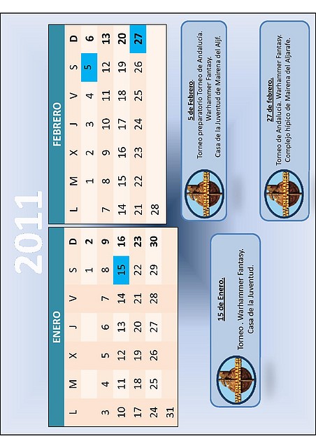 Calendario Enero febrero