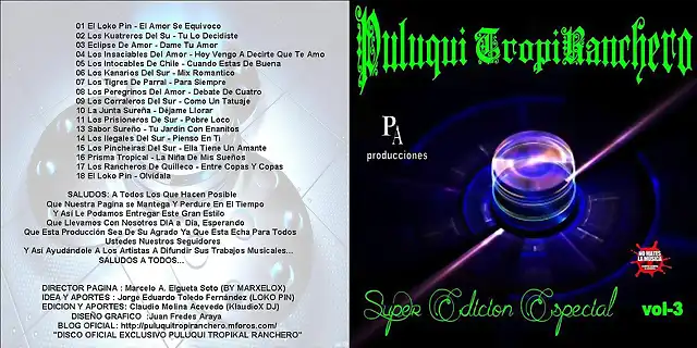 Puluqui TropiRanchero - Super Edicion Especial 2014 -2015 CD FULL  VOL-3..