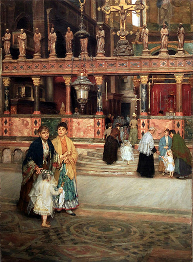 0La prima comunione (Interno della Basilica di San Marco), Venezia, 1889 - Olio su tela, 110x80 cm