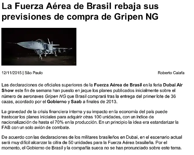 La Fuerza A?rea de Brasil rebaja sus pr...tif