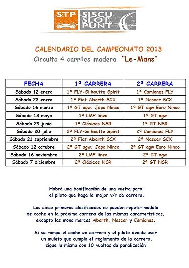 Calendario Le-Mans Calendario Le-Mans