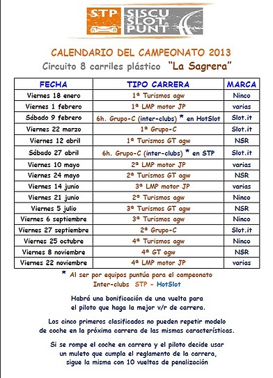 Calendario La Sagrera Calendario La Sagrera