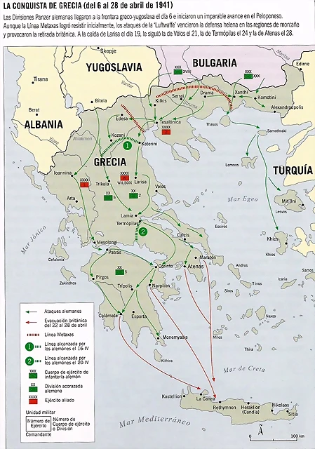 mapa invasin de Grecia 1941.