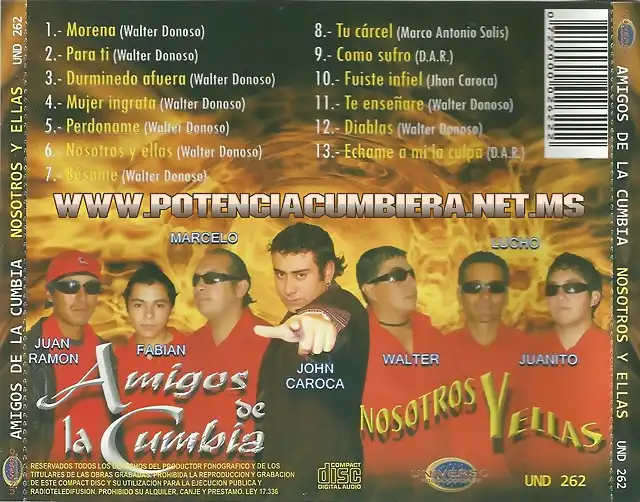 Amigos De La Cumbia - Nosotros Y Ellas (2008) Trasera