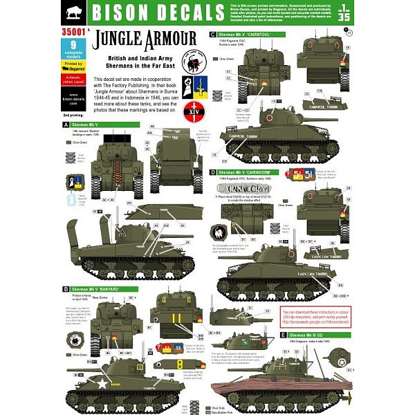 bison-decals-1-35-jungle-armour-brit-indian-shermans-in-the-far-east-35001