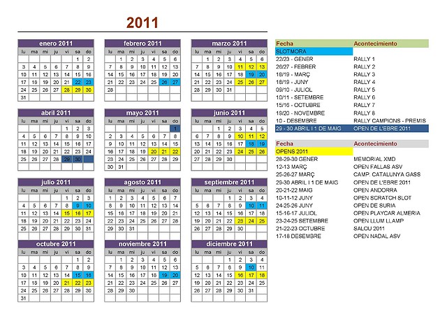 CALENDARI SLOTMORA 2011