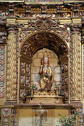 ABALOS (LA RIOJA ) IGLESIA DE SAN ESTEBAN S.XVI .RETABLO DE ... VIRGEN ROMANICA DE LA ROSA