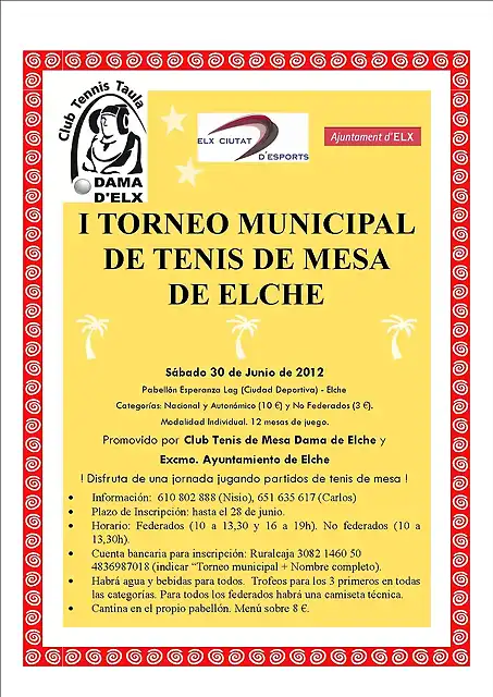 Cartel I Torneo Municipal de Elche