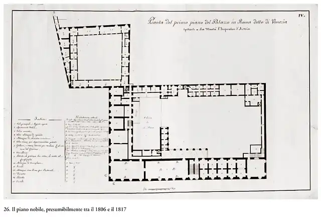 Pianta Palazzo Venezia Piano Nobile prima dei lavori