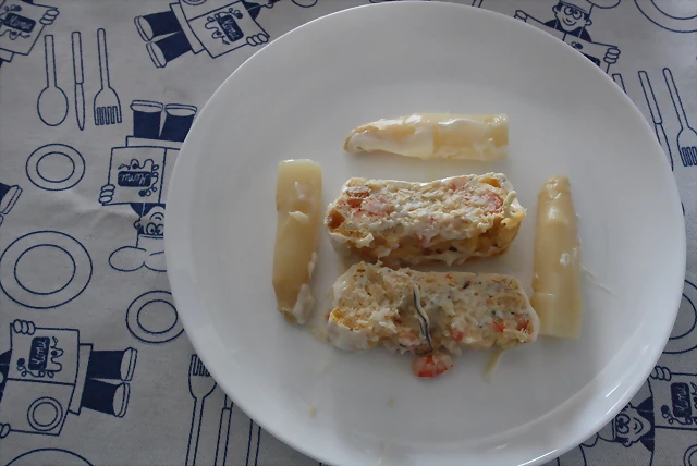 Pastel de gambas con esparragos