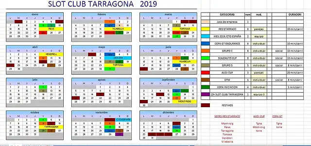 Calendari sct 2019