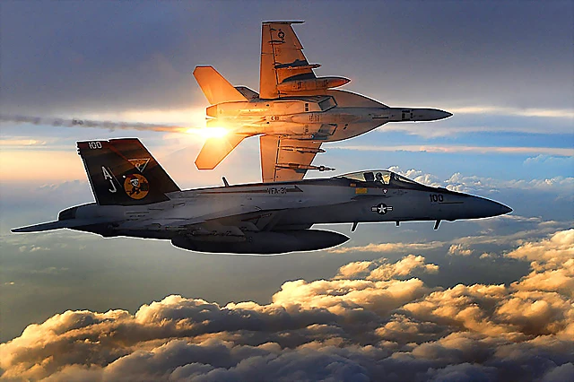 Dos FA-18 Super Hornets de patrulla en Afghanistan el 15 de diciembre de 2008