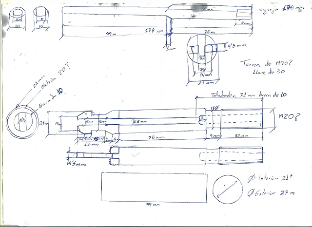 croquis del util de extractor de las camisas