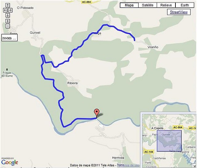 Pena da Lomba por Central do Eume mapa