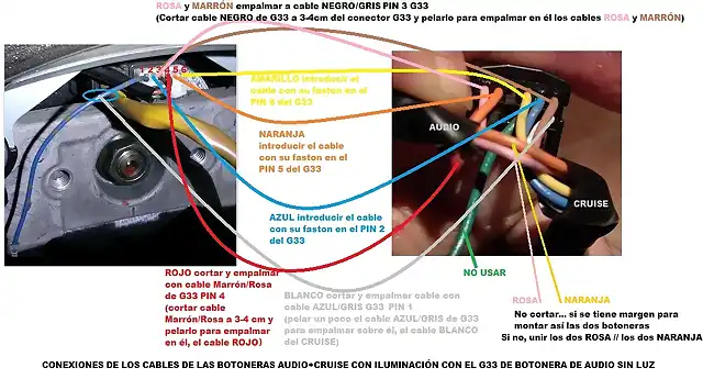 CONEXIONES _G33_AUDIO_sin_LUZ_con cables_DOS_botoneras_conLUZ