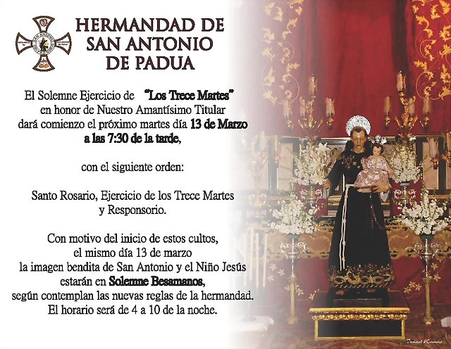LOS TRECE MARTES Y SOLEMNE BESAMANOS DE SAN ANTONIO
