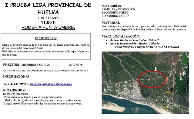 I PRUEBA LIGA PROVINCIAL HUELVA 2014-1