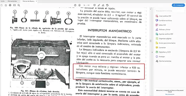 Presion de aceite 600 luz encendida