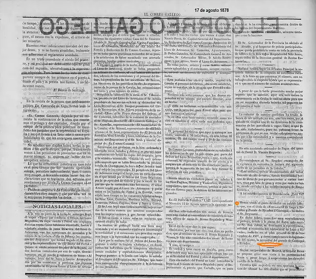 El correo Gallego 17 agosto 1878