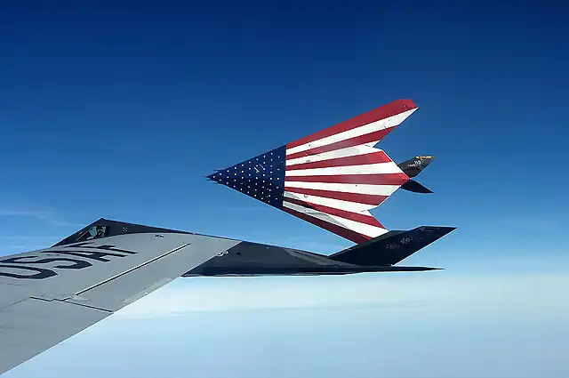 F-117 Nighthawks. Pintado especialmente con la bandera americana. 121 escuadrn areo de la Guardia Nacional de Ohio. Ao 2008