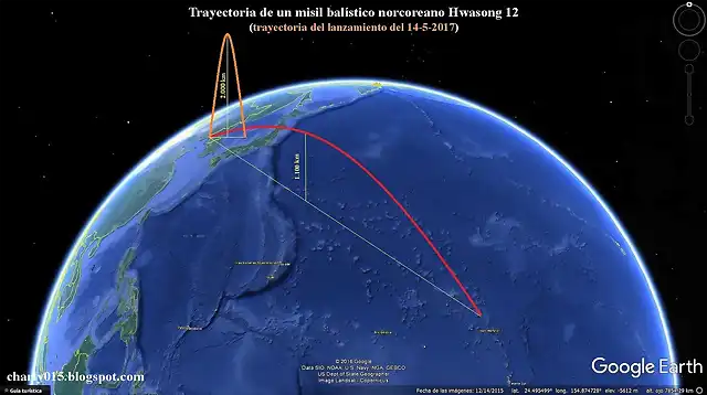 corea del norte lanzamiento hwasong 12 2017-5-14 trayectoria 3aaa