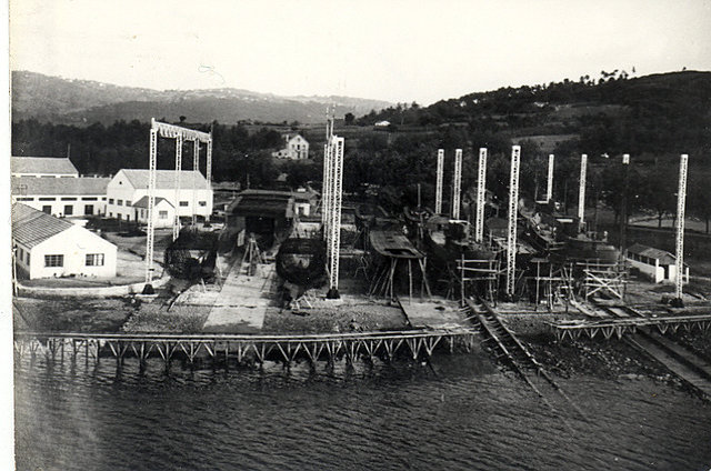 Vista de las gradas para buques de acero, 1948