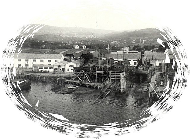 Vista de las gradas para buques de acero, 1948