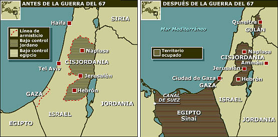 Dos mapas guerra de los seis dias