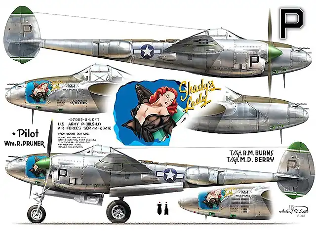 Esquema P-38 EEUU Shady's Lady