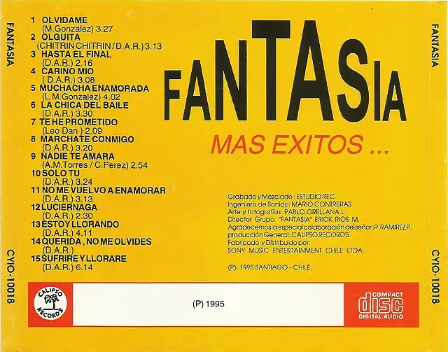 Fantasia - Fantasia Mas Exitos (1995) Trasera