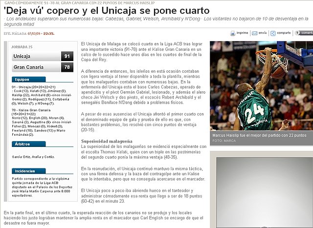 Unicaja contra Kalise por MARCA