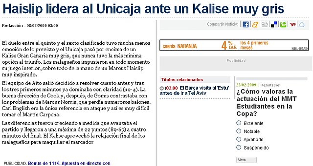 Unicaja contra Kalise por MUNDO DEPORTIVO