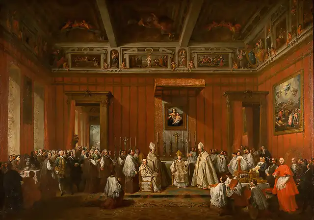 Consecration of Marchese Giovanni Carlo Molinari as Archbishop of Damascus by Pope Benedict XIV in 1756 in the Palazzo Quirinale, Rome