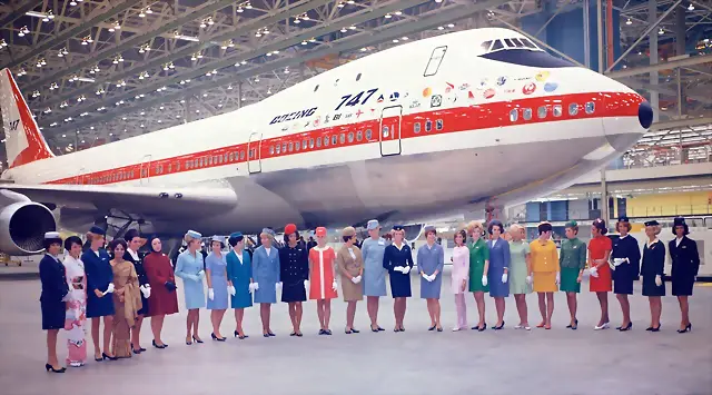 The very first Boeing 747 is unveiled to the public for the first time in 1968. The very first Boeing 747 is unveiled to the public for the first time in 1968.