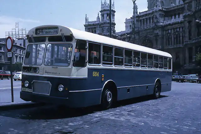 Madrid - Plaza de Cibeles,Linie 34 Pegasus 6035 Bus, 1972