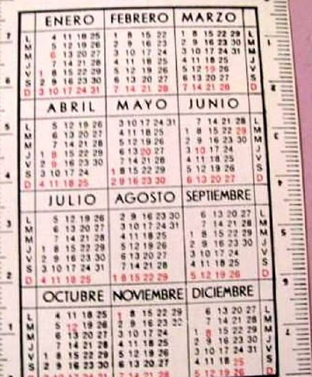 CALERNDARIO DE 1971 EKIBALE A 1951