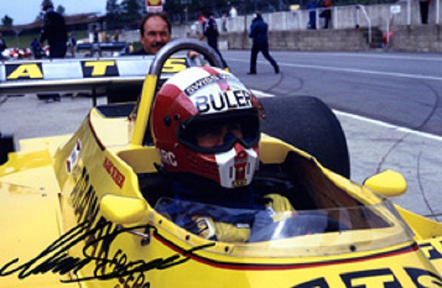 Marc Surer in the 1980 ATS D4 at a Brands Hatchb