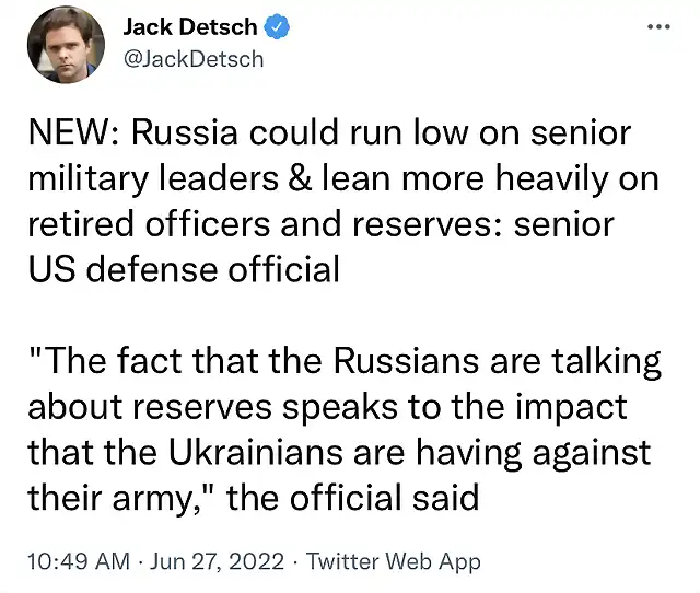 Russia Low on Sr Officers