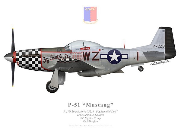 Print GM-011 - US, P-51D-20-NA, 44-72218, Big Beautiful Doll, Lt.Col. John D. Landers, 78 FG, 84 FS