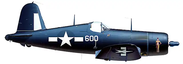 135. F4U-1D Corsair No.600 flown by 1Lt. Don Wilson of VMF-122, Peleliu, 1945