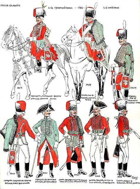 Rusia 1796-1801 Husares de la Guardia