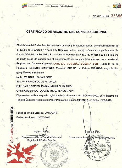 certificado del CC BOLEITA SUR